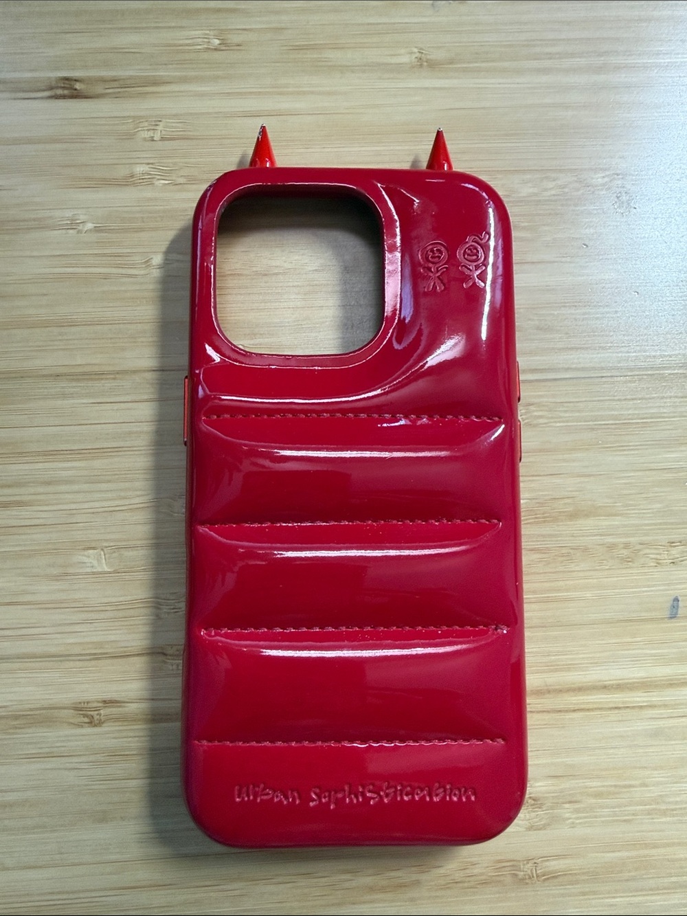 Urban Sophistication The Puffer Case in Cupid in Red (Devil Horns) iPhone 16 Pro
